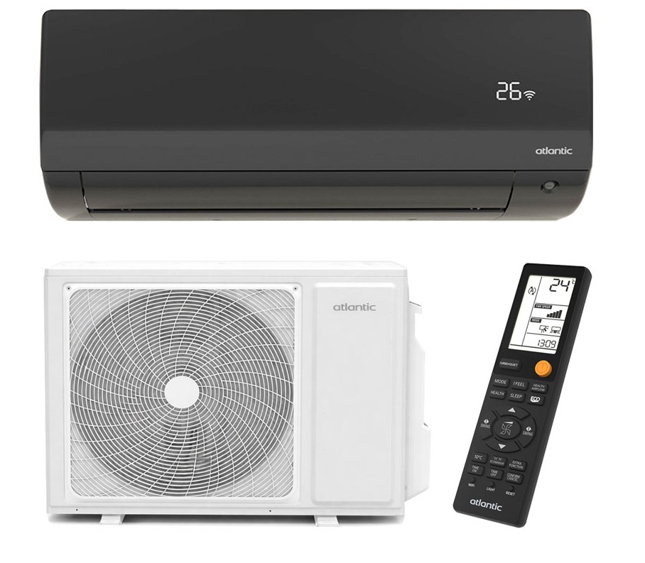 Climatiseur Reversible Monosplit Mural MURAO PREMIUM Noir 2.6 KW Atlantic