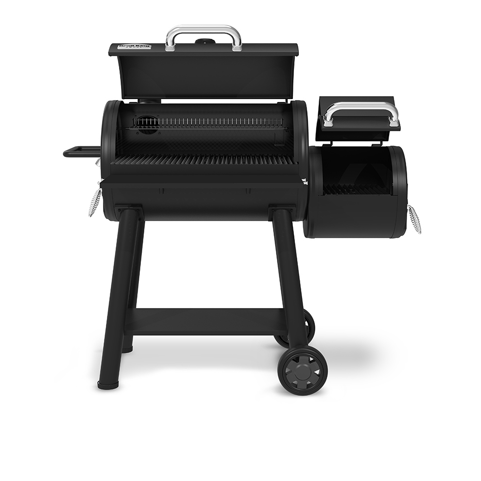 Barbecue à Charbon en Bois avec Fumoir Déporté, Barbecue Portable avec  Caisse de Feu Latérale Table