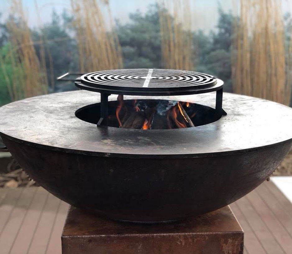 Barbecue charbon de bois Brasero Plancha QUOCO Large Corten