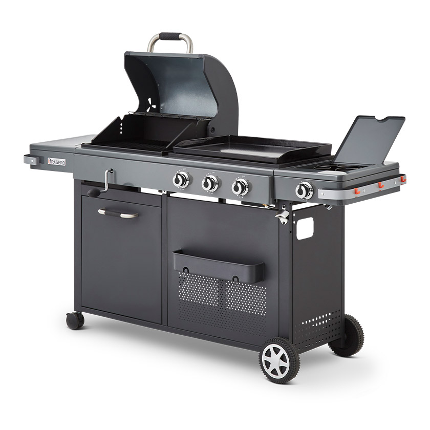 Barbecue Brasero Salamanca - Charbon & Bois, Grille Ajustable 49x40.5cm - Acier & Briques Réfractaires - Pour Jardin