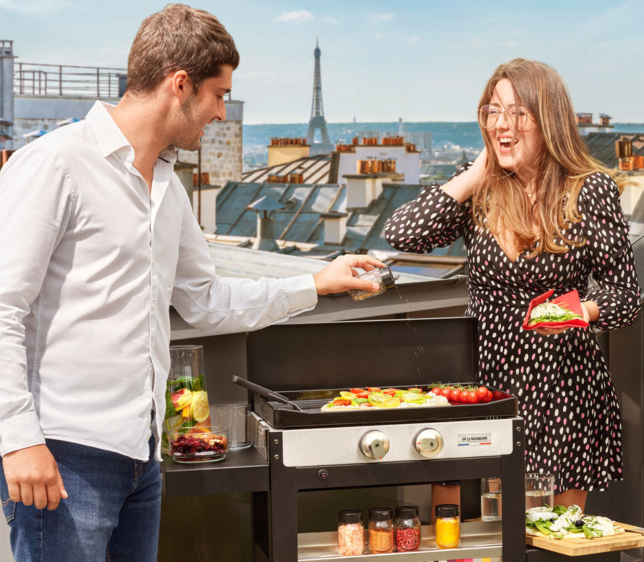 Le Marquier - Maxi Spatule avec Rebords pour Plancha en Fonte